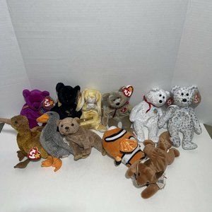 Ty Beanie Babies Lot Of 11 Bears And Animals